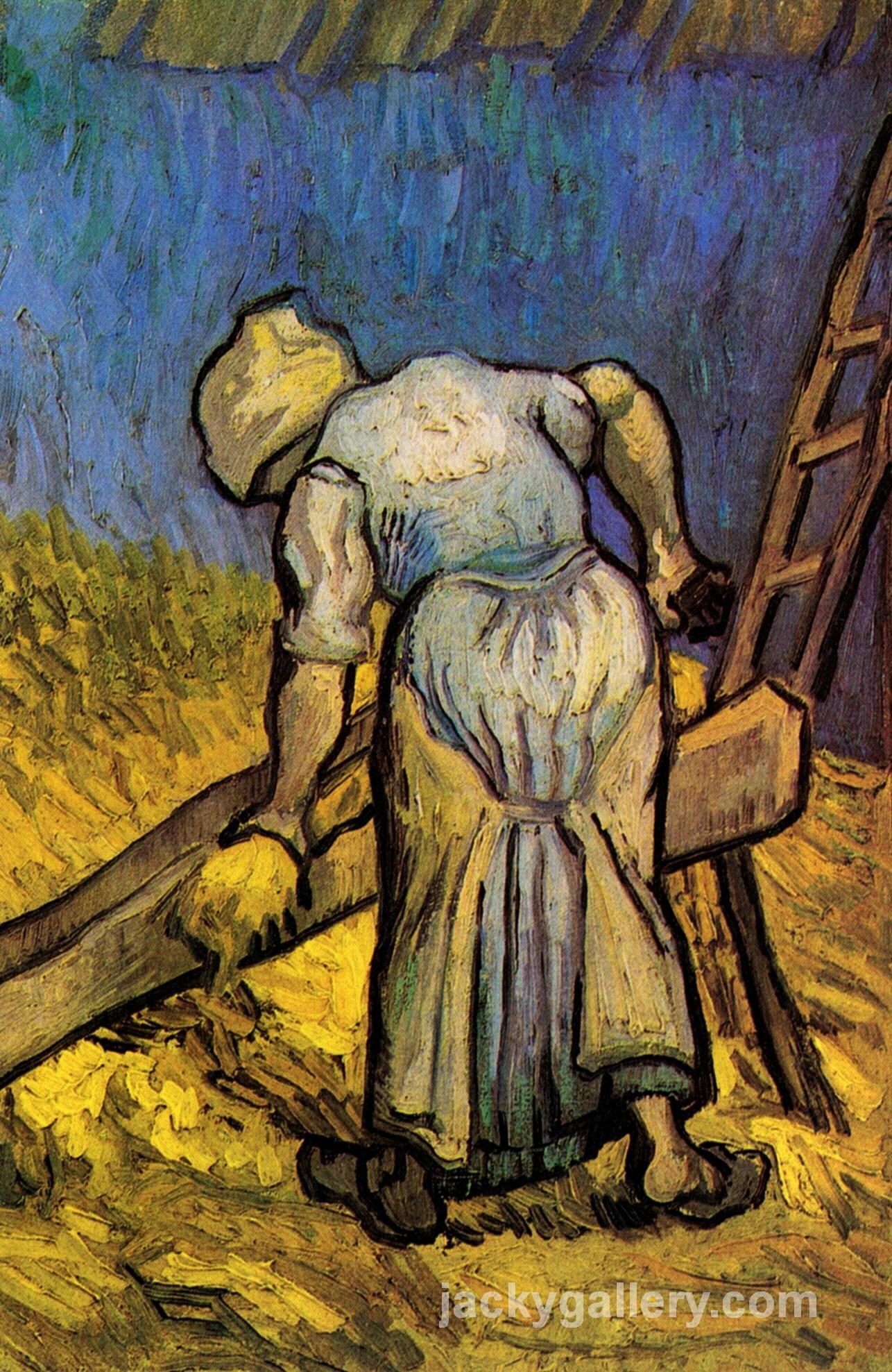 Peasant Woman Cutting Straw after Millet, Van Gogh painting